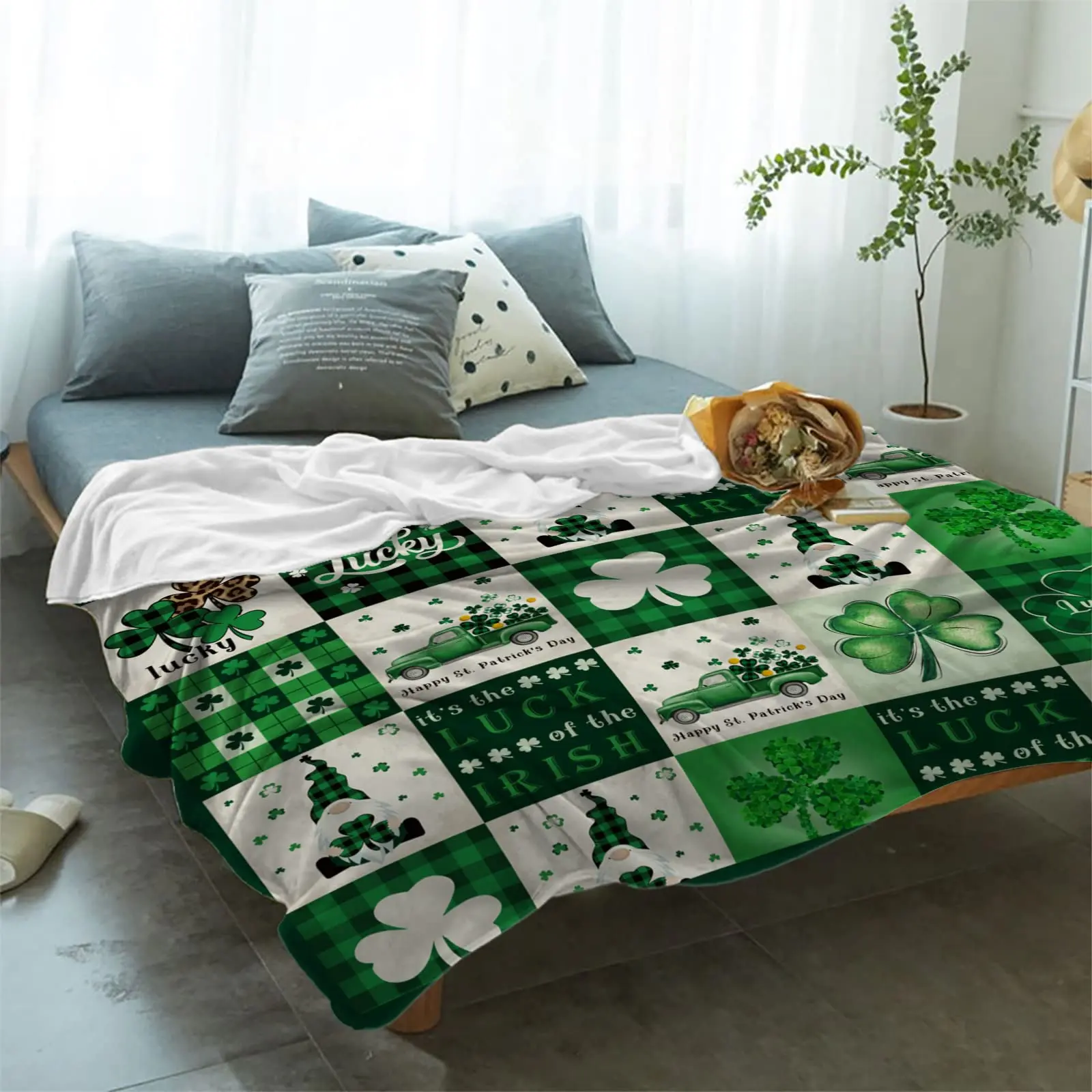 Luck Irish Blankets St. Patrick's Day Clover Plaid Printed Throw Blankets Cozy Keep Warm Quilts Festival Gifts Dropshipping