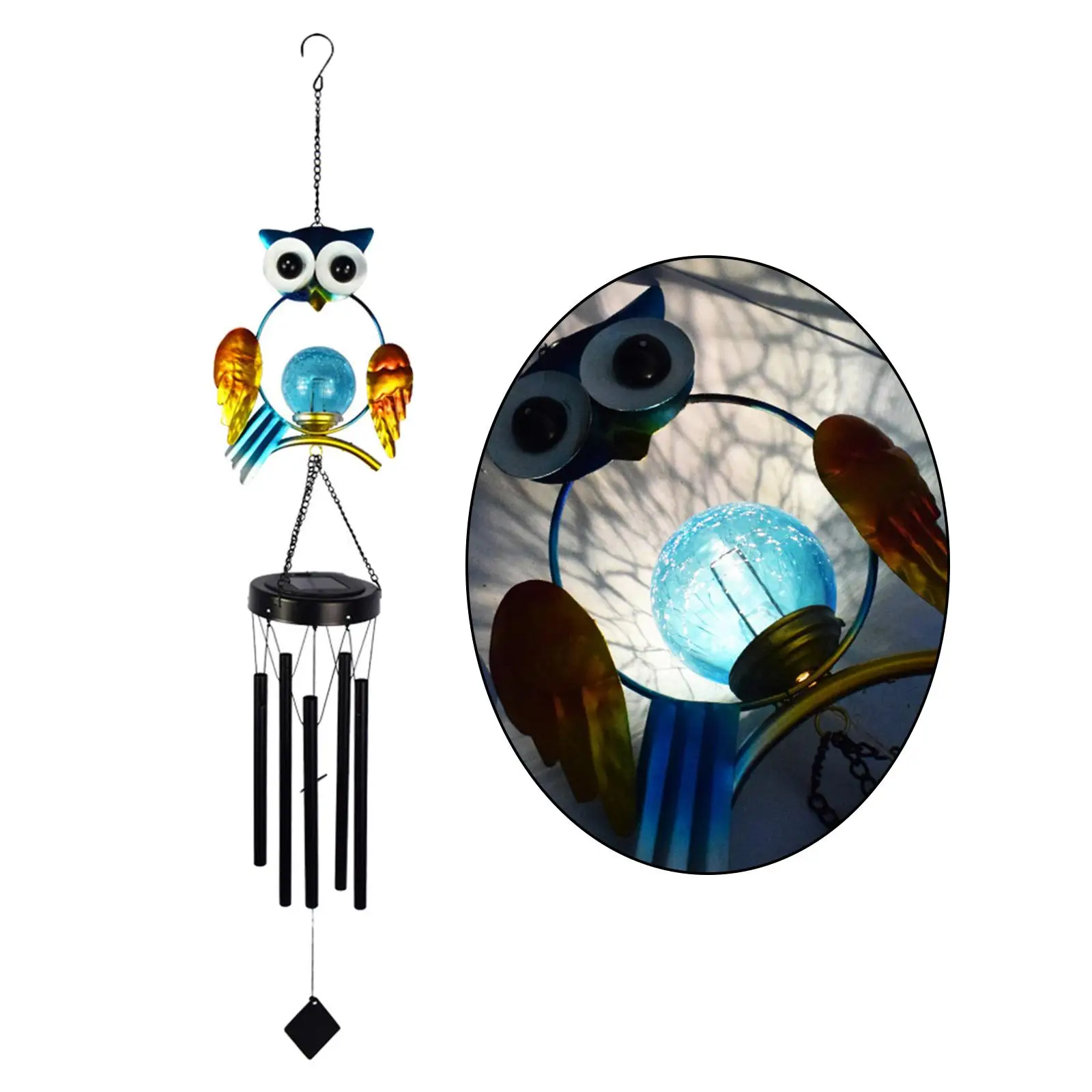 

Hanging Romantic Creative Owl Solar Wind Chime Home Garden Courtyard Landscape Decoration Art for Friends Thanksgiving Gift