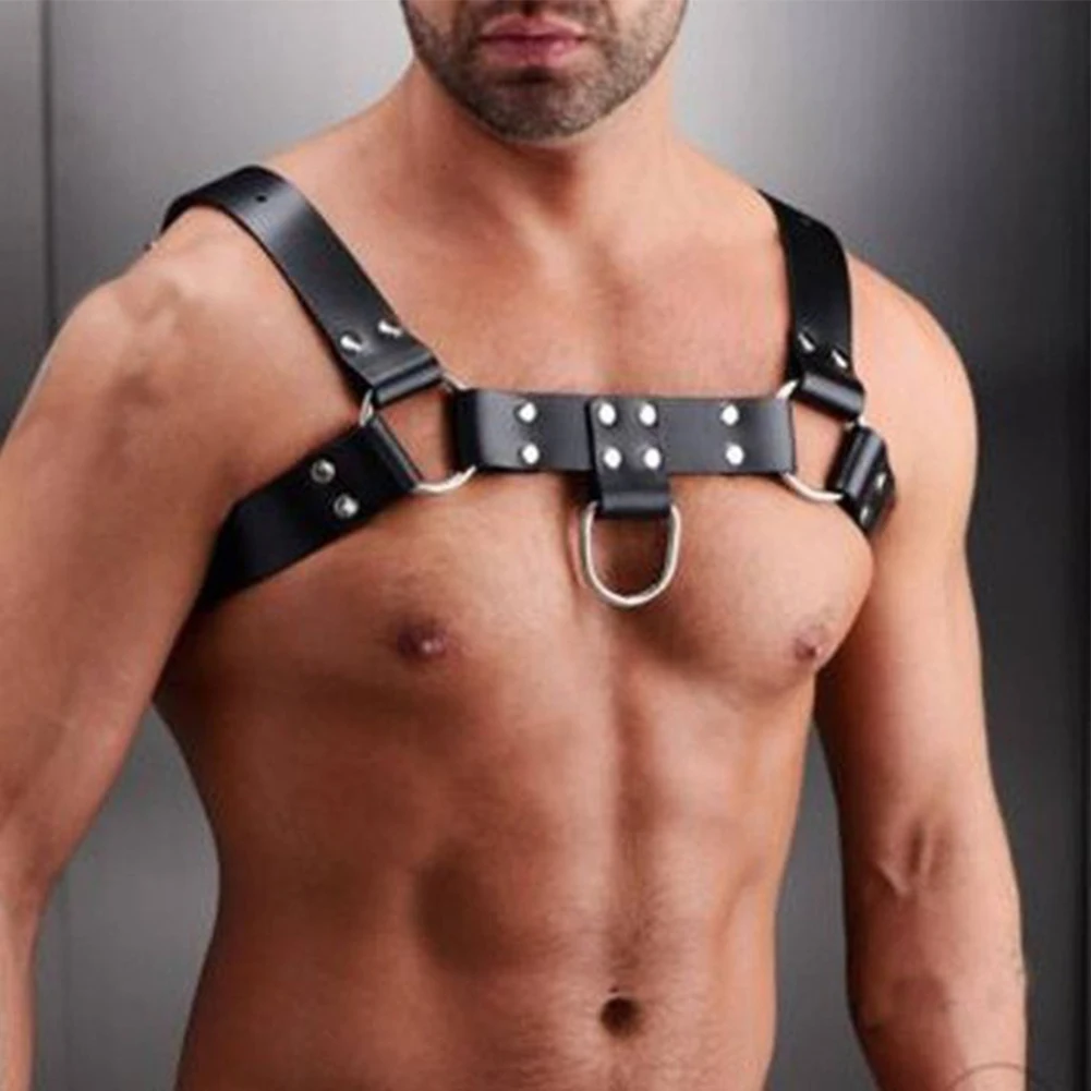 

Mens PU Leather Sexy Chest Body Harness Straps Sexy Lingerie Bondage Clubwear Costume Men's Erotic Lingerie Nightwear