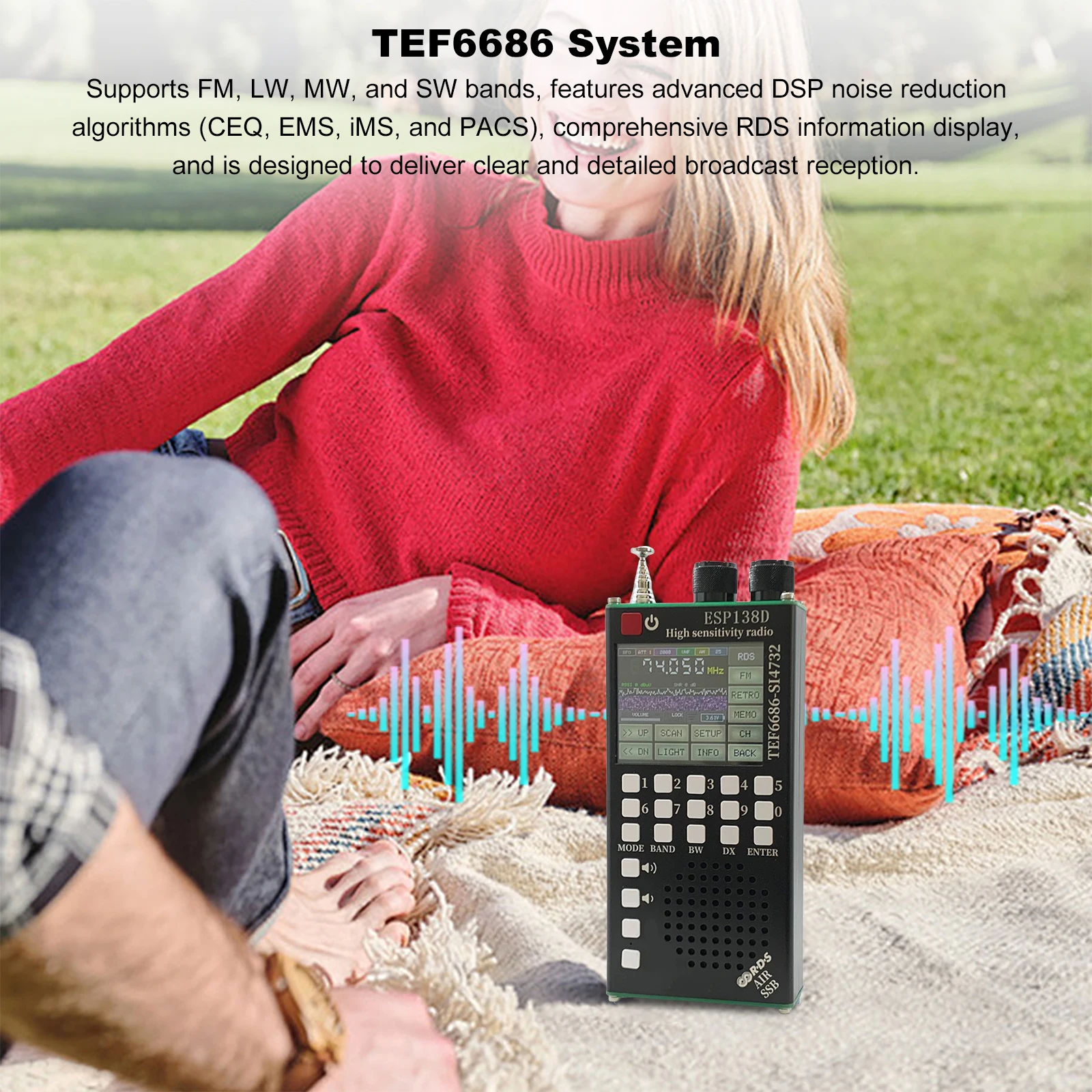 TEF6686 SI4732 SSB Receiver HF Radio Ultra High Sensitivity Portable FM AM SSB Airband Radio for Ham Aviation Enthusiasts