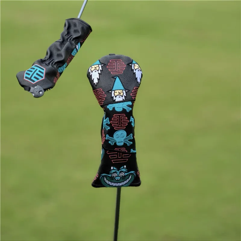 Skull Golf Wood Cover Driver Fairway, Protector híbrido impermeable, conjunto de cuero PU suave y duradero, cubiertas para la cabeza de Golf,