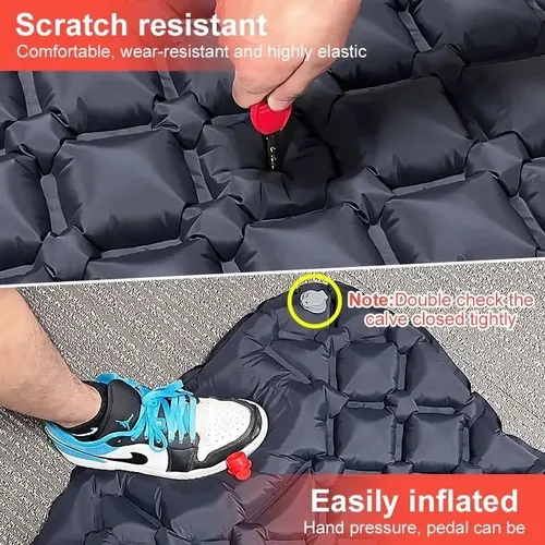 Imagen 2 del producto Colchón inflable ultraligero avanzado para senderismo, colchón para acampar al aire libre con bomba integrada y almohada suave, colchón inflable antideslizante