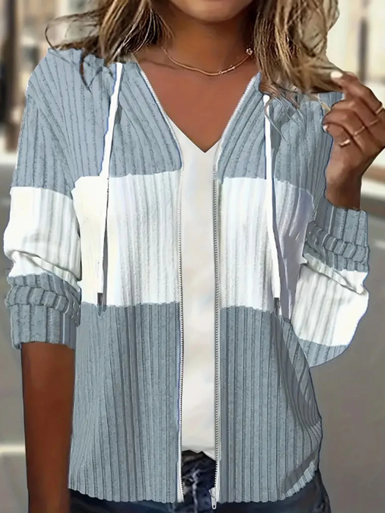 هوديس نسائي بأكمام طويلة موضة خريف وشتاء مريح رياضي عادي مرقع ملابس يومية بقلنسوة #3