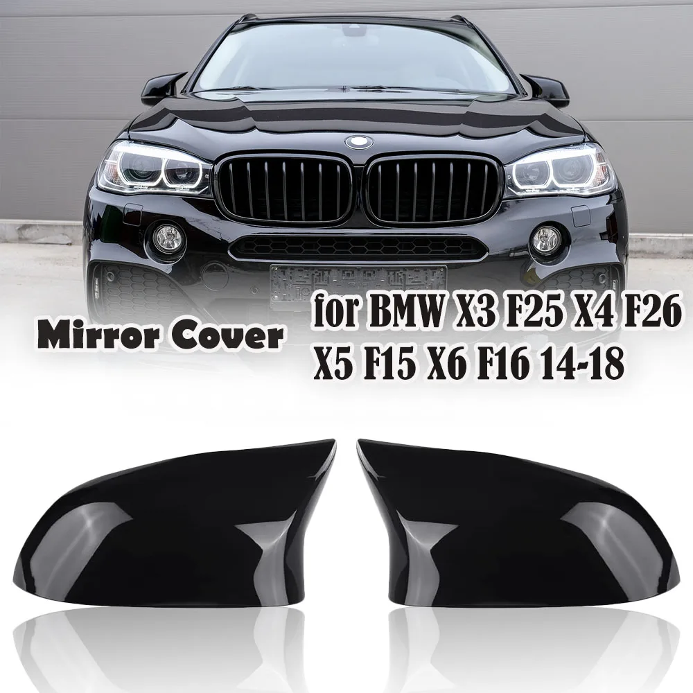 

1 pair Carbon Fiber Bright black Rearview Mirror Cover Cap Trim Replacement for BMW F25 X3 F26 X4 F15 X5 F16 X6 2014-2018