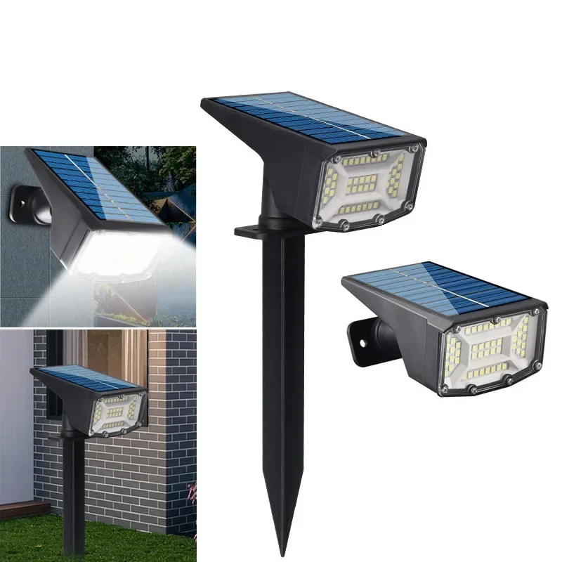 Refletor solar ajustável, IP65 impermeável, luz de parede de paisagem, iluminação exterior, 53LED Lamp, In-Ground, 1 Pc, 2 Pcs, 4Pcs