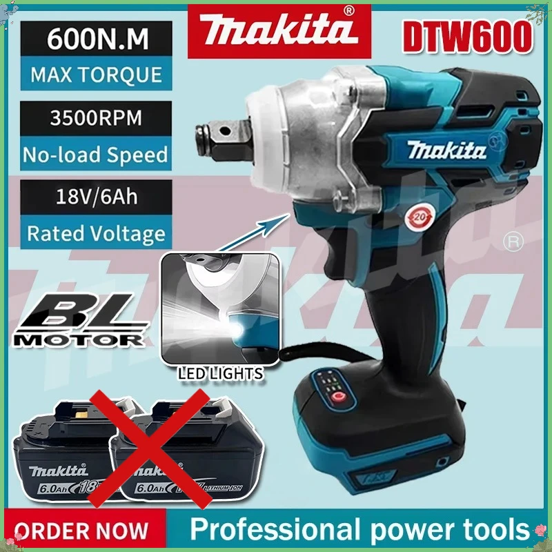 

Аккумуляторный ударный гайковерт Makita DTW600, бесщеточный, с высоким крутящим моментом, 18В, для авторемонта, электроинструмент