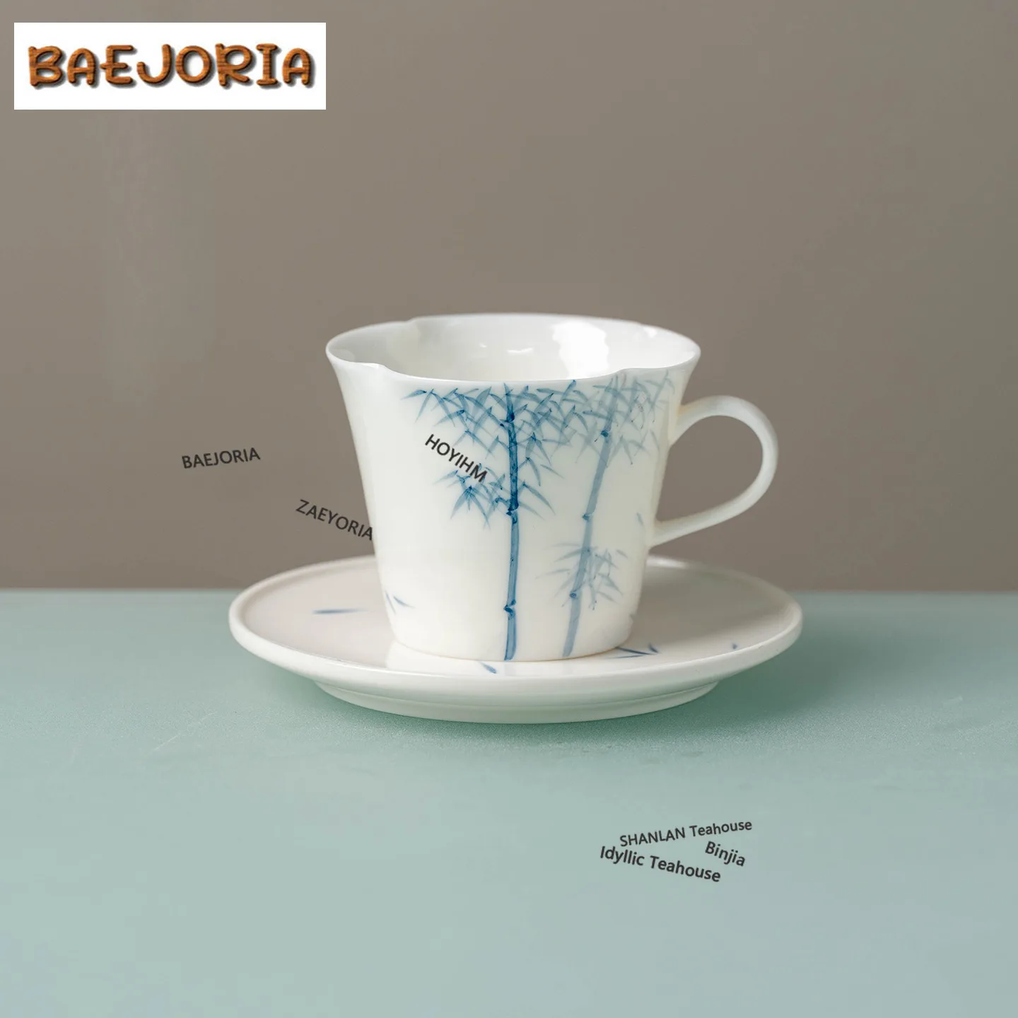 BAEJORIA 135ml Hand-painted Bamboo Teacup Aesthetic Tea Bowl Tea Cup Set Tea-tasting Smelling Cup Jianzhan Master Cups Craft