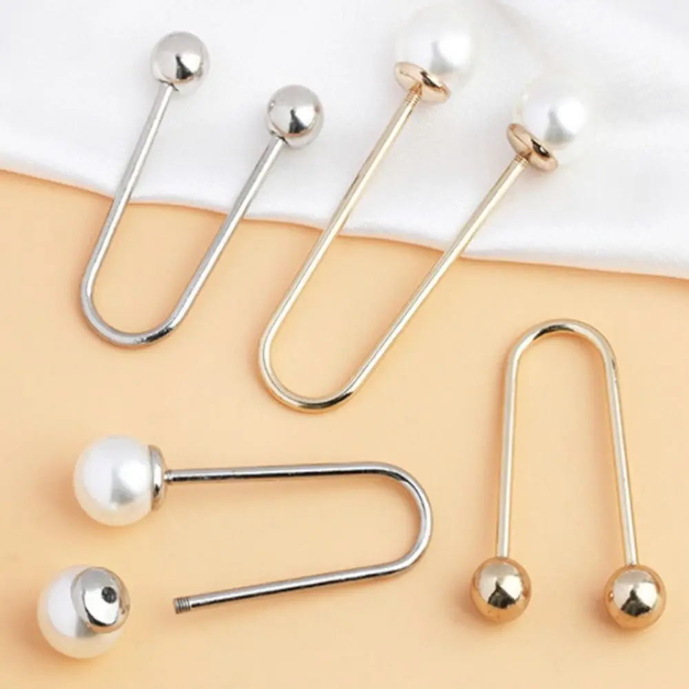

Clothing Accessories Removable U-shaped Double Head Brooch Pearl Alloy Shawl Waistline Fixing Buttons DIY Trousers Accessories