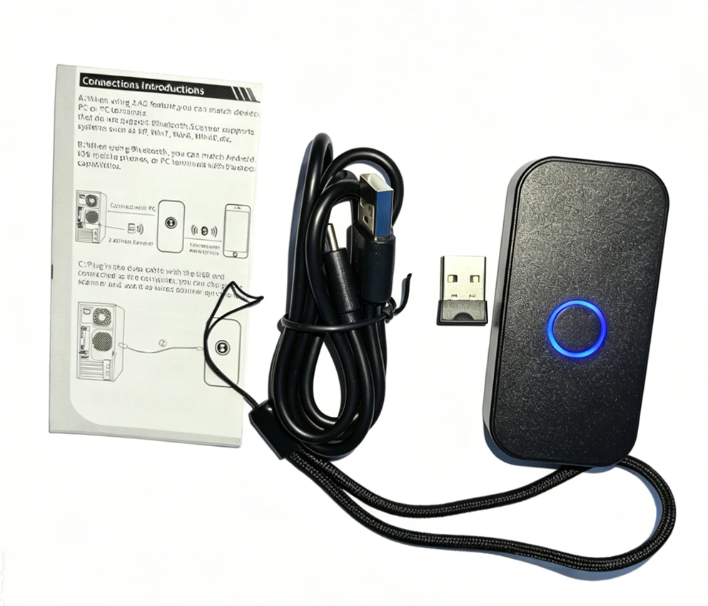 

Mini Wireless Pocket Barcode Scanner Bluetooth Portable 1D 2D QR Code Reader Handheld for Courier Logistics Retail