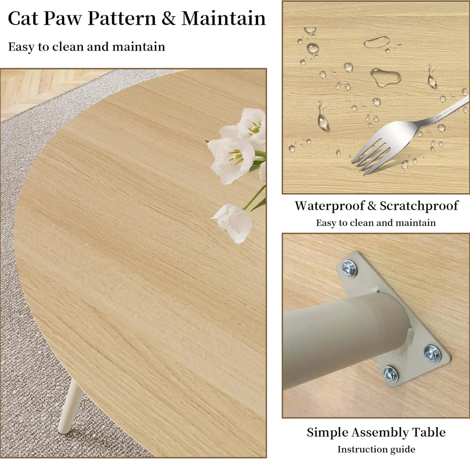 طاولة طعام مستديرة كريمية مقاس 43.3 بوصة لـ 4 أشخاص، حجرة طعام صغيرة موفرة للمساحة، مثالية لغرفة المعيشة في المطبخ (طاولة كريمية)