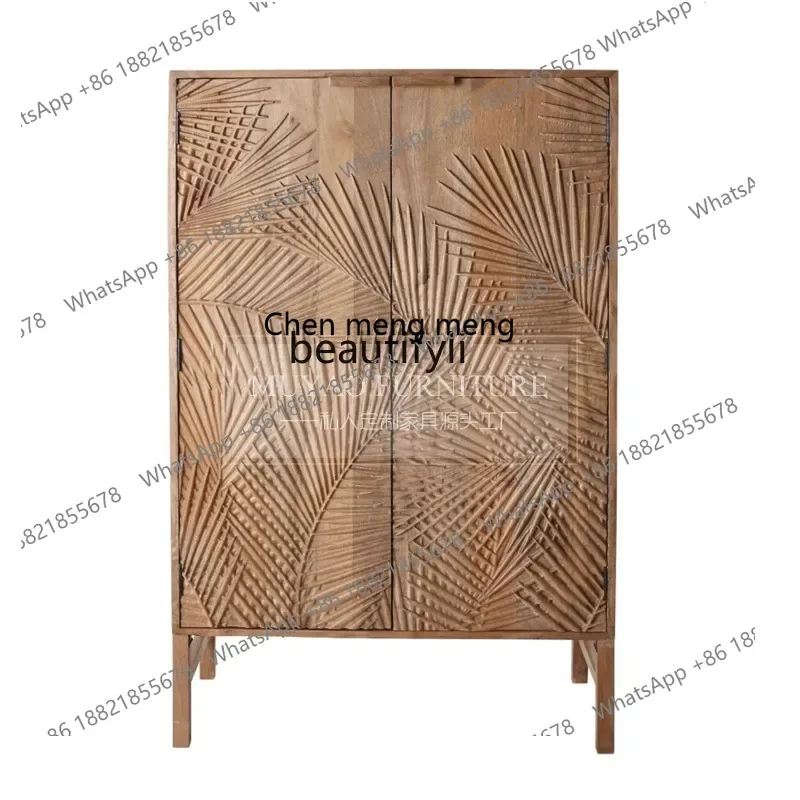 

ss1001 French retro entrance cabinet hand-carved solid wood American side cabinet modern simple living room home decoration