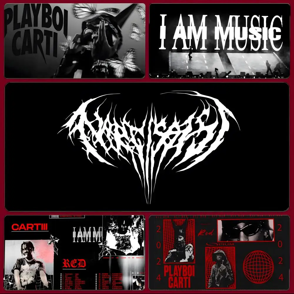Trendy Rap Singer IAMMUSIC P-Playboi Carti Mouse Pad Large Gaming Mousepad with Stitched Edges Thickened Desk Mat PC