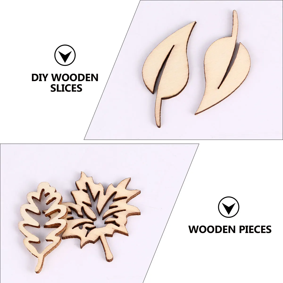 

100 Pcs Leaf Shape Wood Pieces Natural Color Smooth Surface DIY H made Crafts Decoration Wooden Slices Party Wedding Festival