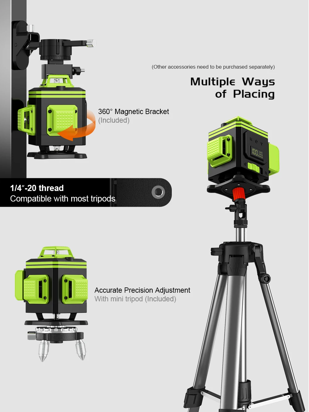 LFINE Laser Level 4D 16 Lines High Precision Green Laser Beam with Remote Control Self-leveling 12 Lines Laser Levels 360