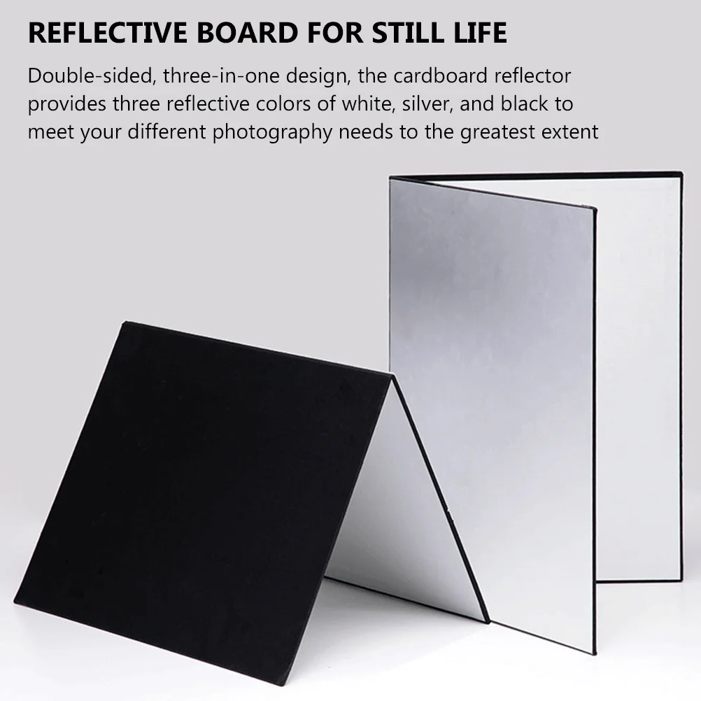 

2Pcs Photography Reflector Folding Rectangular A4 Size Double Side White Silver Black Light Reflectors for Still Life