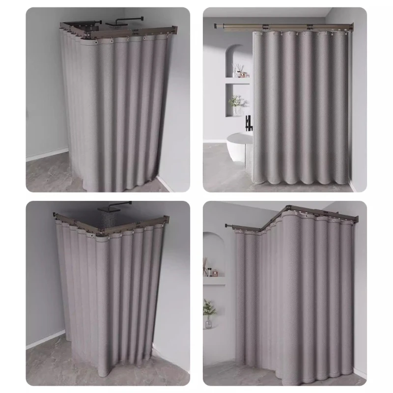 

No punching in the bathroom, folding rod in the bathroom, waterproof and mildew-proof partition curtain, thickened warm