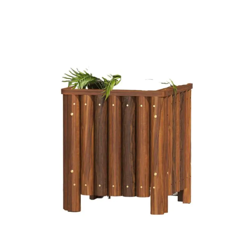 Antiseptic wood flower box Yang flower pot platform Outdoor courtyard Carbonized solid wood vegetable tree flower slot