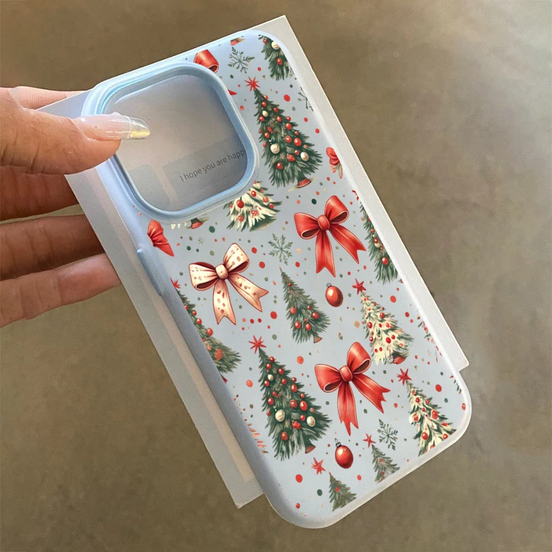 شجرة عيد الميلاد القوس الأحمر نمط جراب هاتف آيفون 17 برو ماكس الهواء 16 15 14 13 12 11 برو ماكس 7 8 زائد 2 في 1 ماتي هلام غطاء