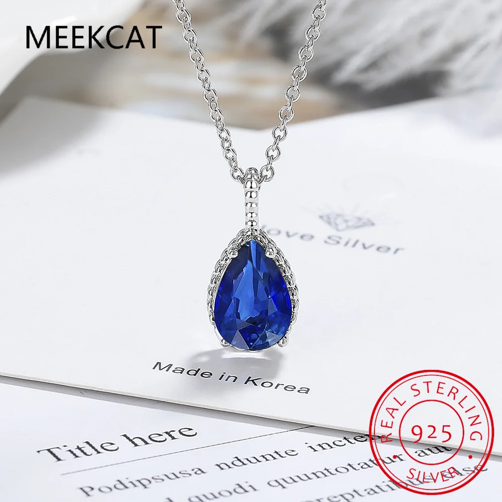 1CT 2CT Pear Cut D VVS1 Moissanite Waterdrop Pendant Necklace for Women Sparkling Simulated Diamond 925 Sterling Silver Jewelry