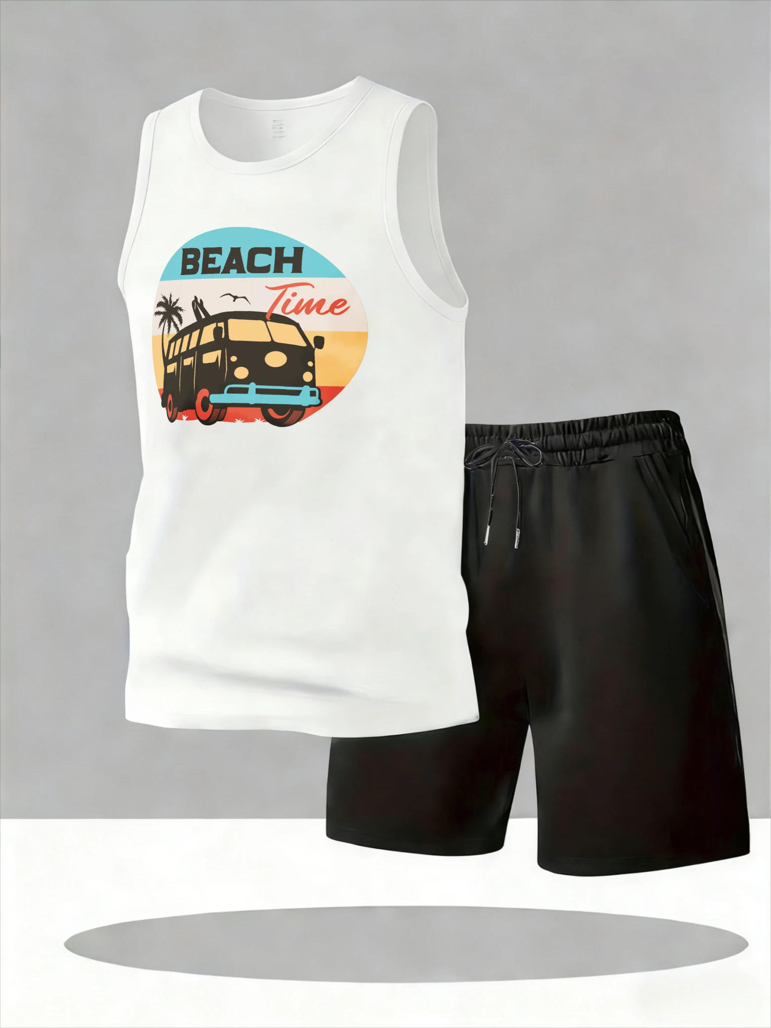 

Men's Tank Top Sets 2026 Summer Quick drying oversize running jogging set seaside sports Breathable crewneck men's sports suit