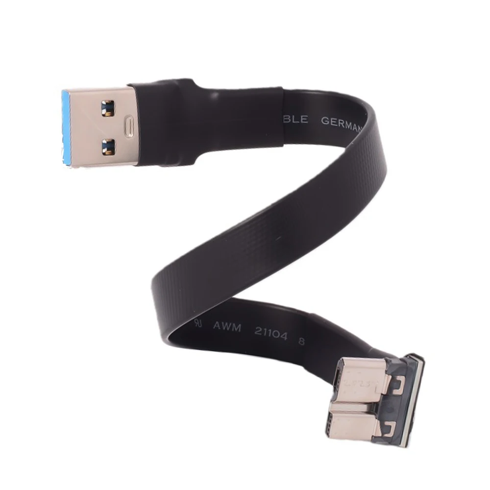 USB 3.0 Micro-B To Type-A  A Male 90 Degree Flat Riser Cable Internal USB3.0 Adapter FPC FPV Aerial Hard Disk 5V/1.5A 0.03m-1m