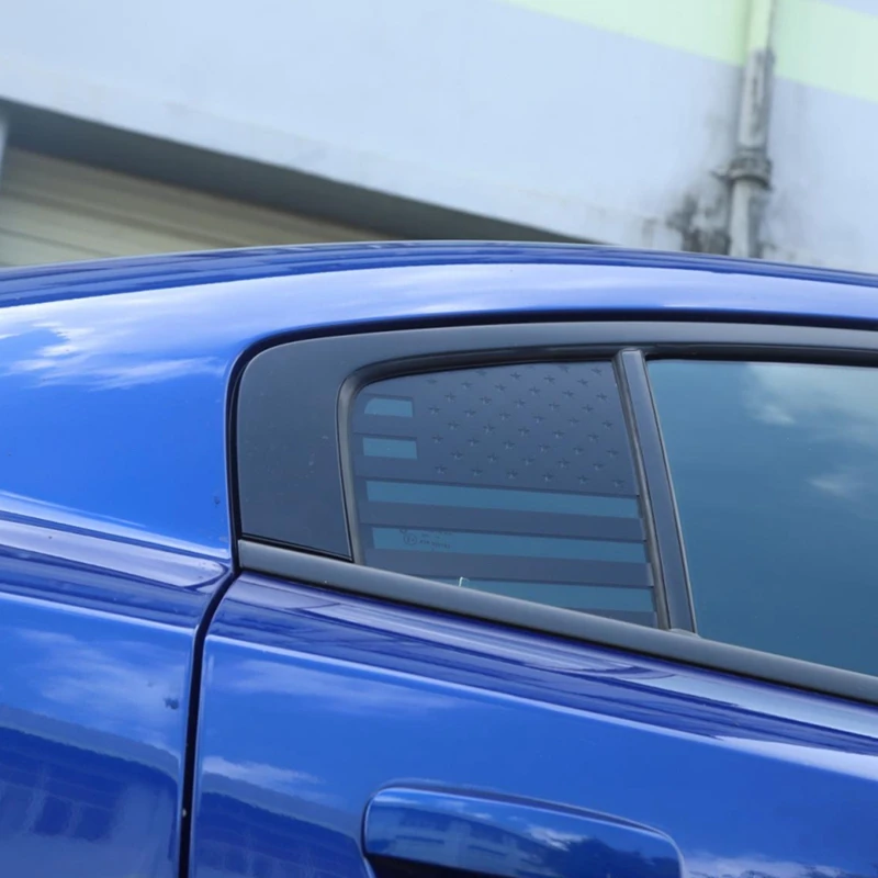 2Pcs Rear Window Triple-Cornered Glass Flag Decoration Sticker Cover Trim For 2011-2021 Dodge Charger