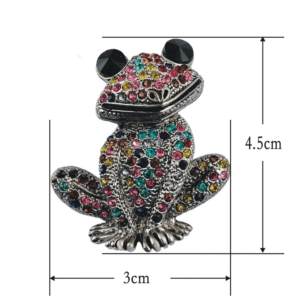 Jeremy Renner Cute Animal Frog Brooch Mixed Color Rhinestone Insect Brooch Women  Fashion Jewelry Good Gift Party