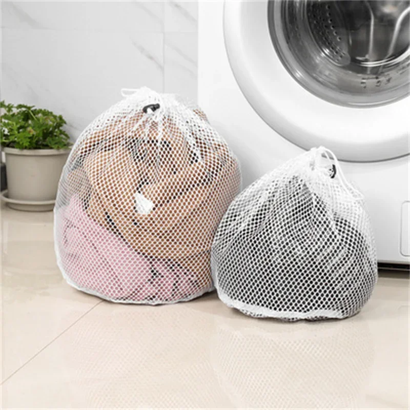 Laundry Mesh Bags Drawstring Net Laundry Saver Mesh Washing Pouch Strong Washing Machine Thicken Net Bag Laundry Bra Aid Pack