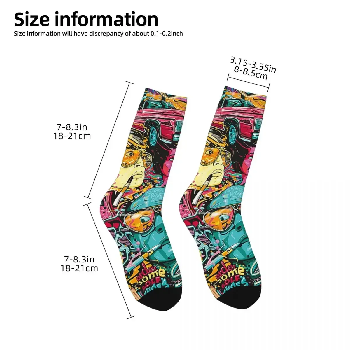 Fear And Loathing In Las Vegas Art Socks Harajuku Pończochy pochłaniające pot Całosezonowe długie skarpetki Akcesoria na prezenty unisex