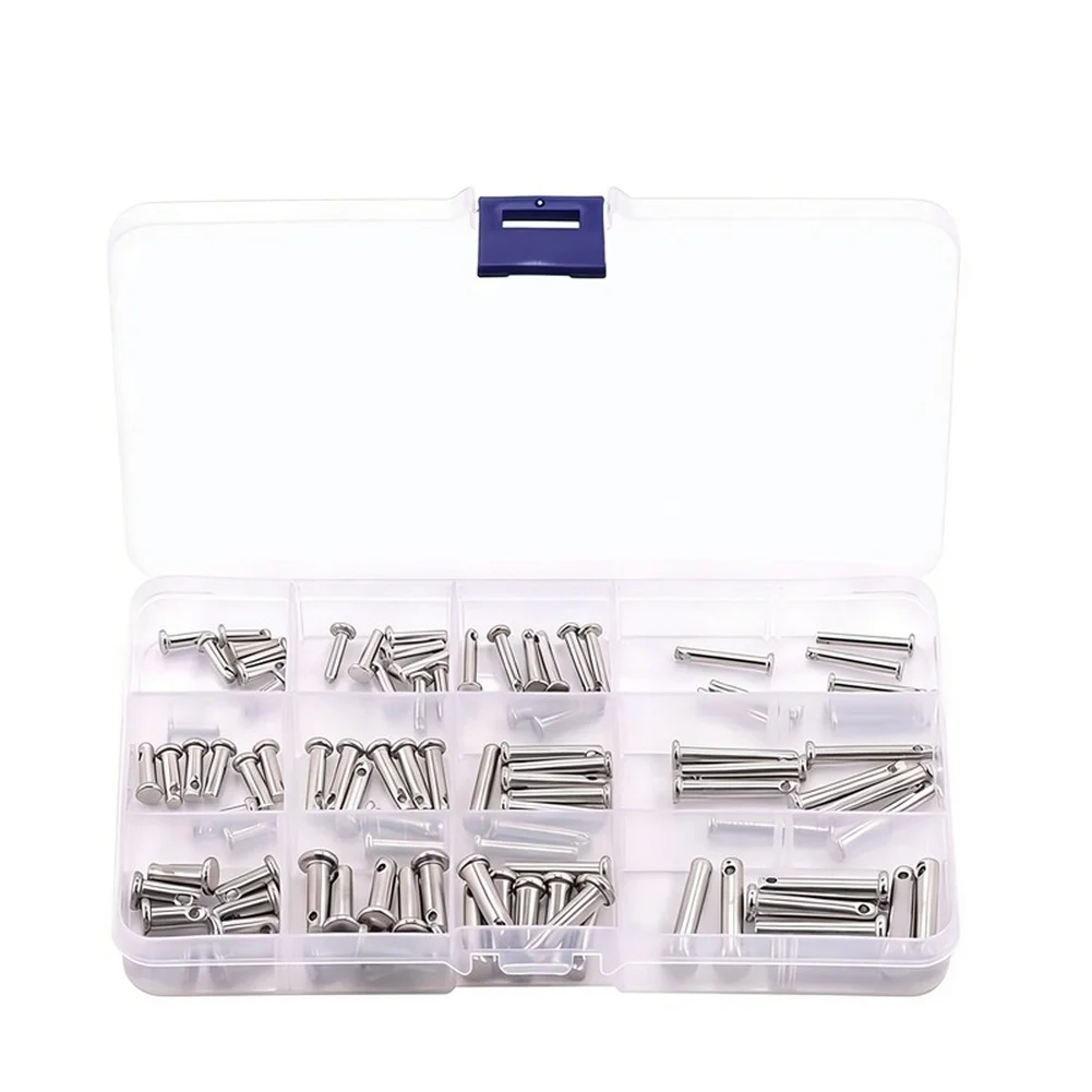 96PCS Stainless Steel Dowel Pins 304 for M3 M5 Flat Head with Hole Precision Ground Alignment Pins for Toolmaking