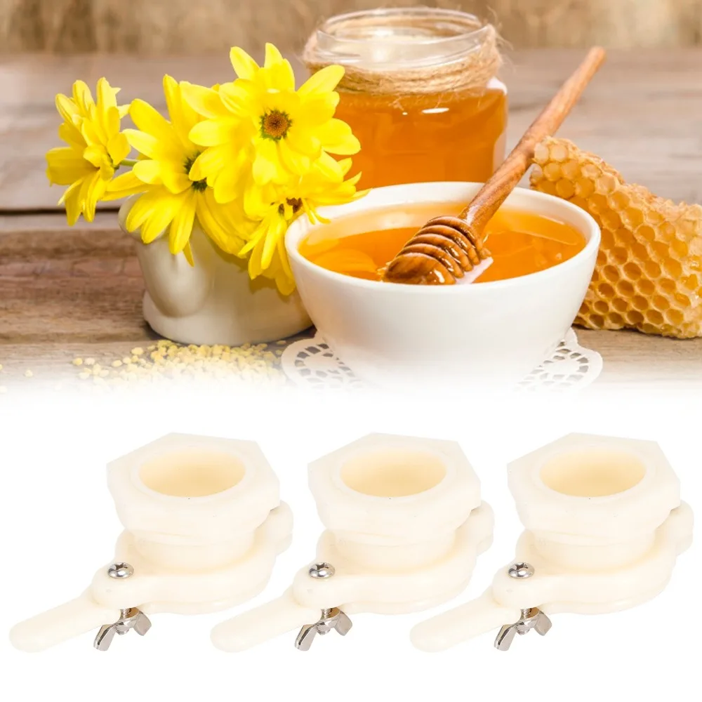 3Pcs Easy to Use Plastic Honey Tap Gate Valve White Durable Honey Extractor Accessory Honey Valve Beekeeping