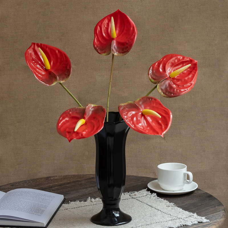 1pc Real Touch Anthurium PVC Künstliche Blume Weihnachten Hause Hochzeit Dekoration Zubehör Simulation Einzigen Stiel Gefälschte Blume