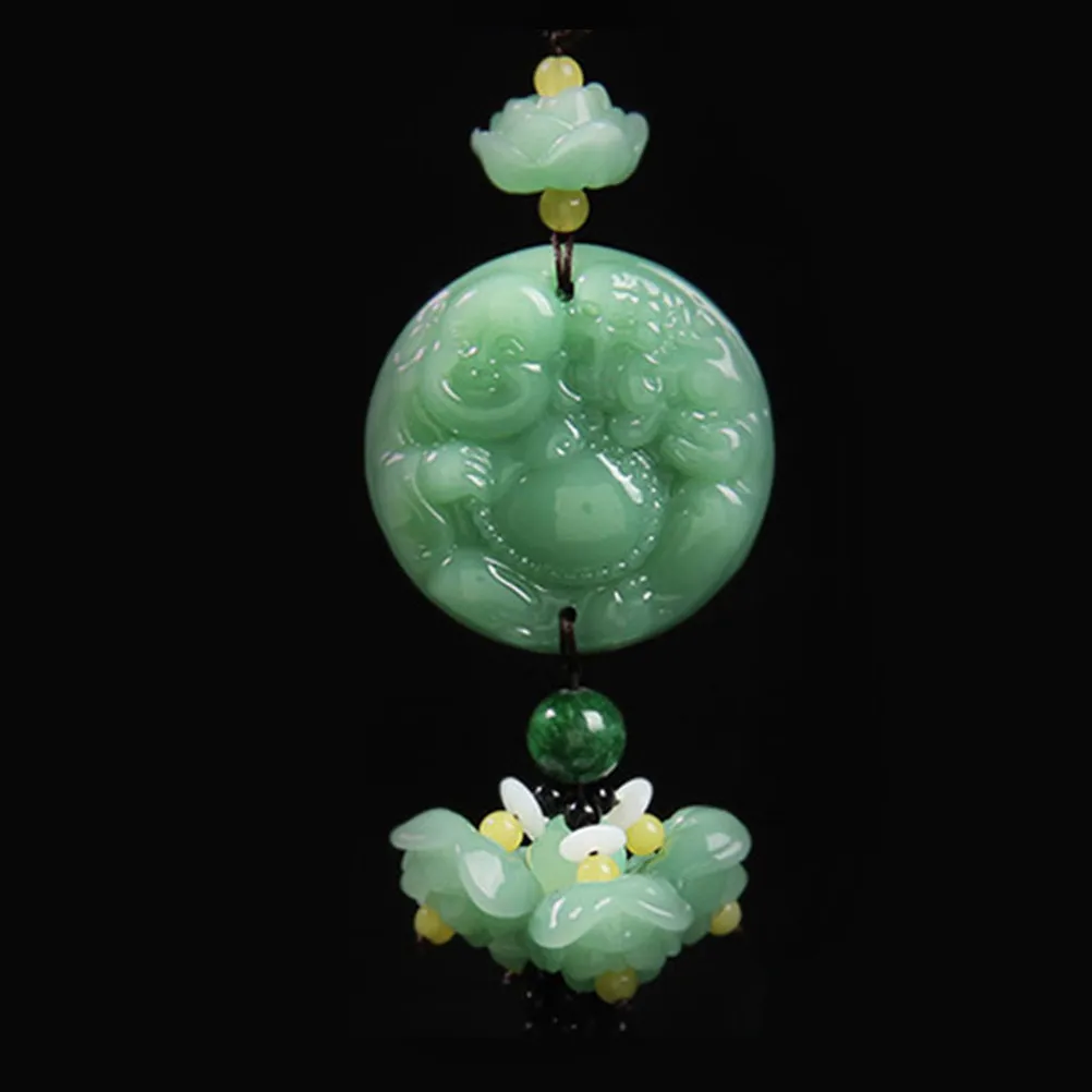 Light Green Jade Gourd Car Hanging Pendant Rearview Mirror Window Accent Symbol of Richness Blessing