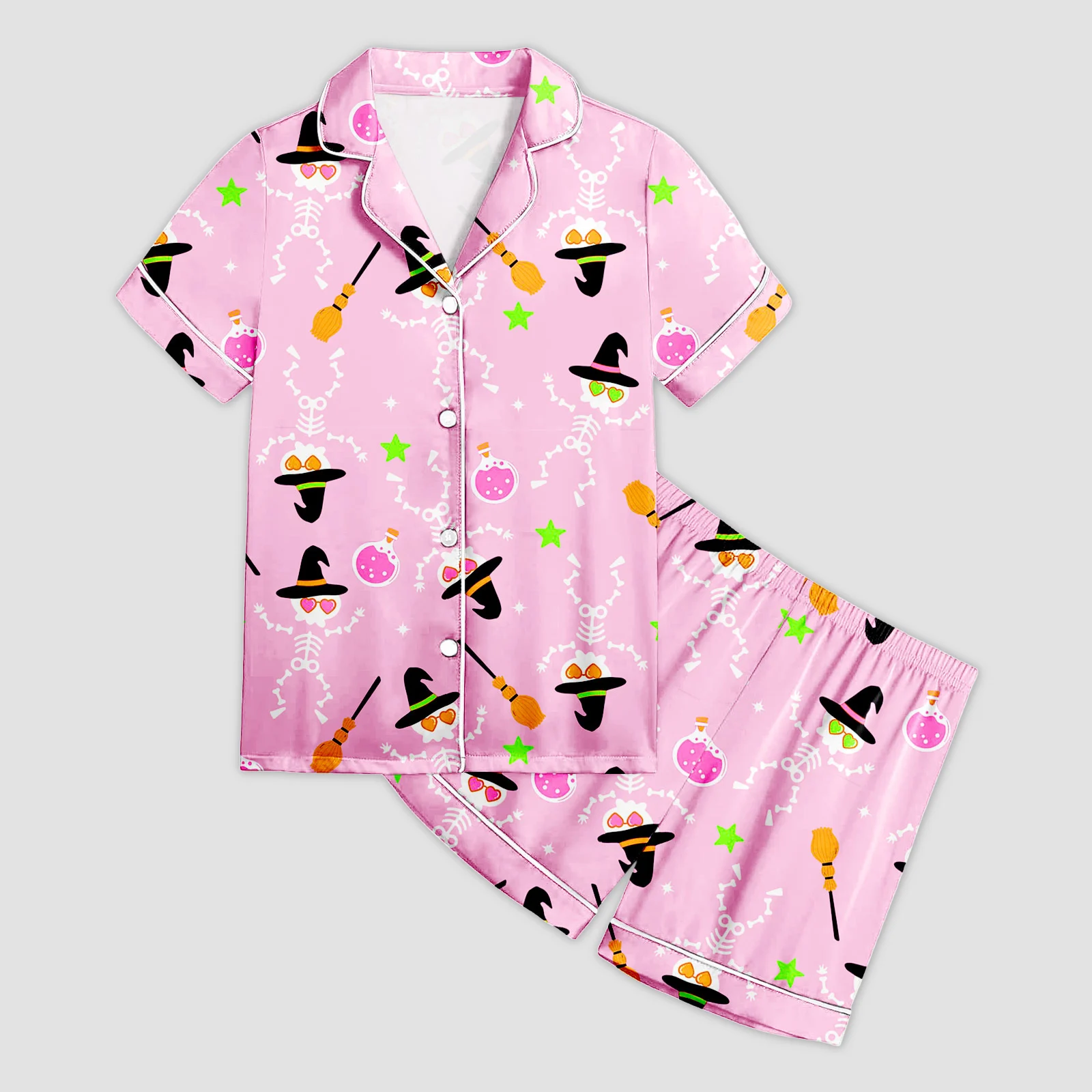 

Girls Halloween Costumes Kids Pajamas Sets Sleeping Pants Cute Printed Home Short Sleeve Shorts Suits Home Outfit 2025 Fashion