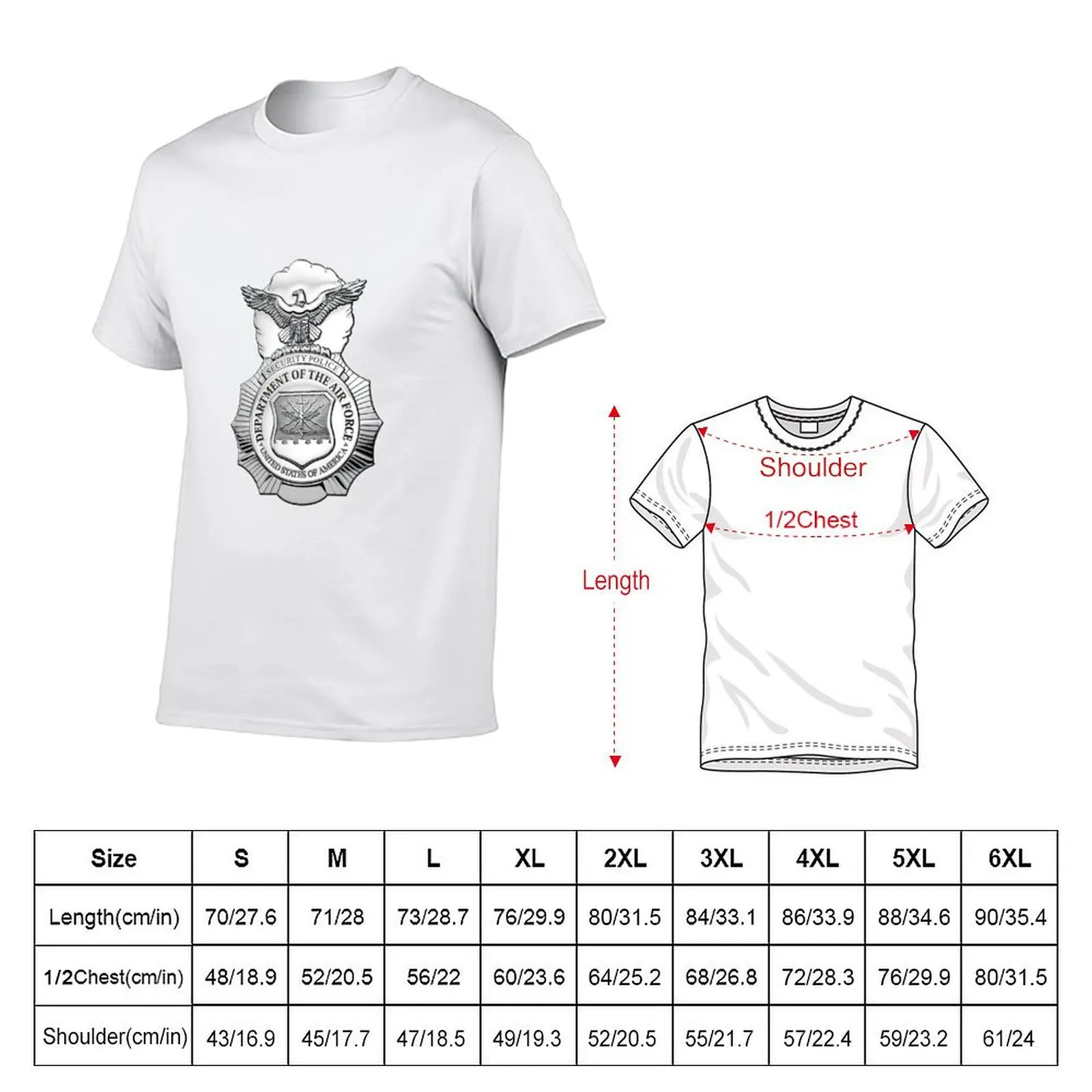 U.S. Air Force Security Forces - SECFOR Badge over White Leather T-Shirt sports fans anime figures outfits for men