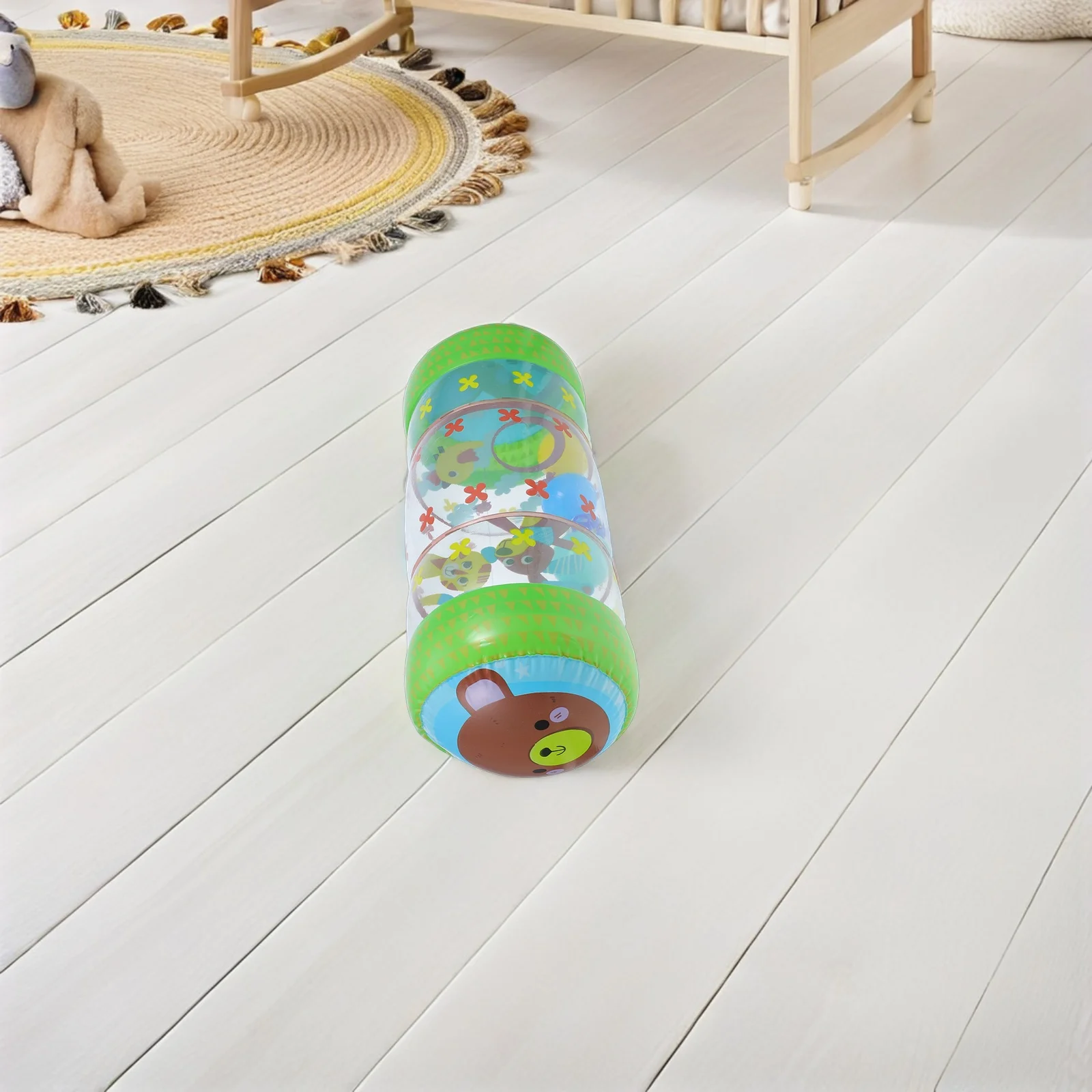 

Learn to Crawl Bell Roller Colorful PVC Inflatable Baby Toys Rattle Ball Visual Auditory Stimulation Crawling Musical Playthings