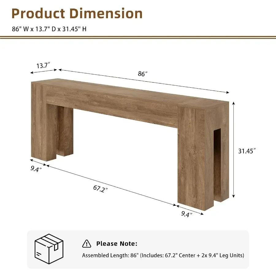 Extra Long Console Table for Entryway, Brown