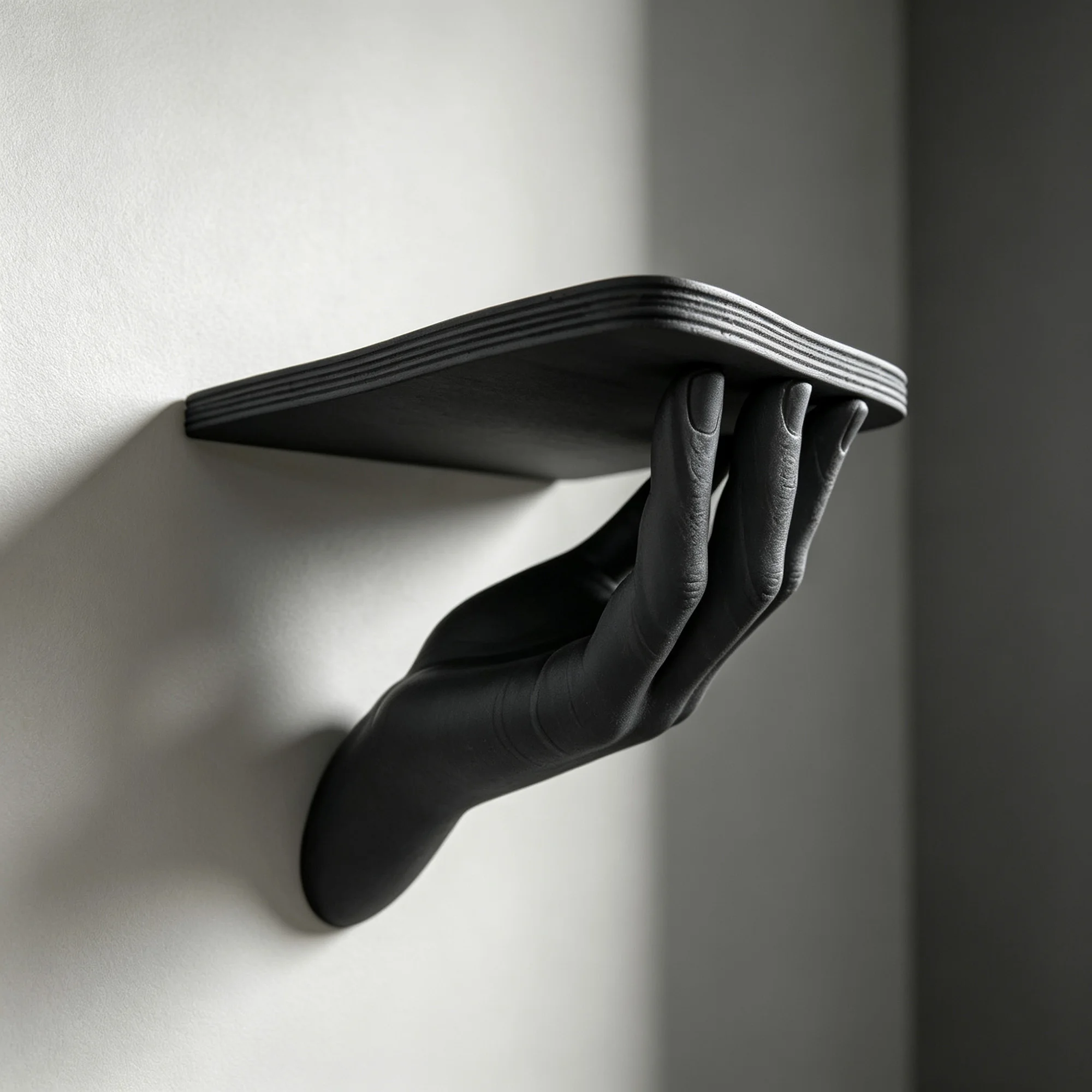 Black Plastic Hand Shaped Floating Wall Shelf, Creative Palm Wall Mount Display Rack for Bedroom Home Decor