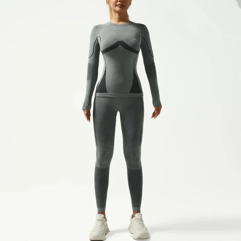 Women's Moisture-wicking Ski Suit Winter Seamless Function Ski Thermal Underwear Sets Quick Dry Tracksuit Ski Warm Long Johns