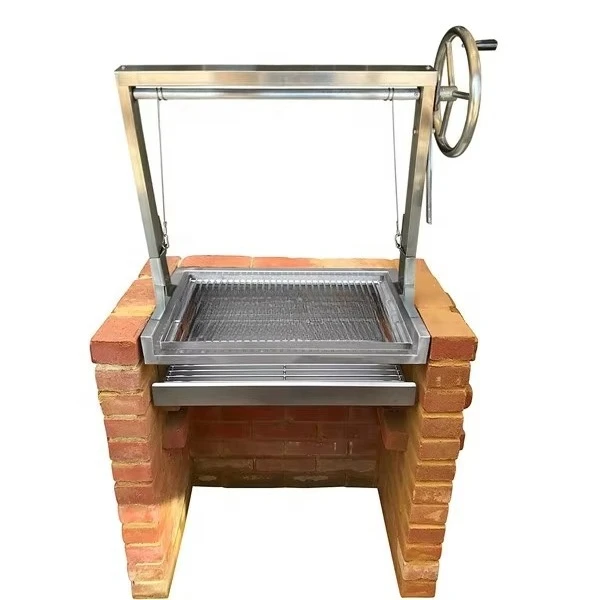 Stainless Steel Santa Maria Grill Built in Brick BBQ  Grill Kit with Argentinian Grill Adjustable Heights