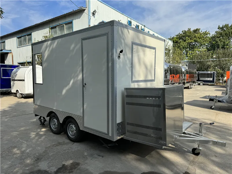 SPOT STOCK!! Shipping Now!! 3.2M White Mobile Food Trailer Outdoor Food Truck Ice Cream Hot Dog Cart!!