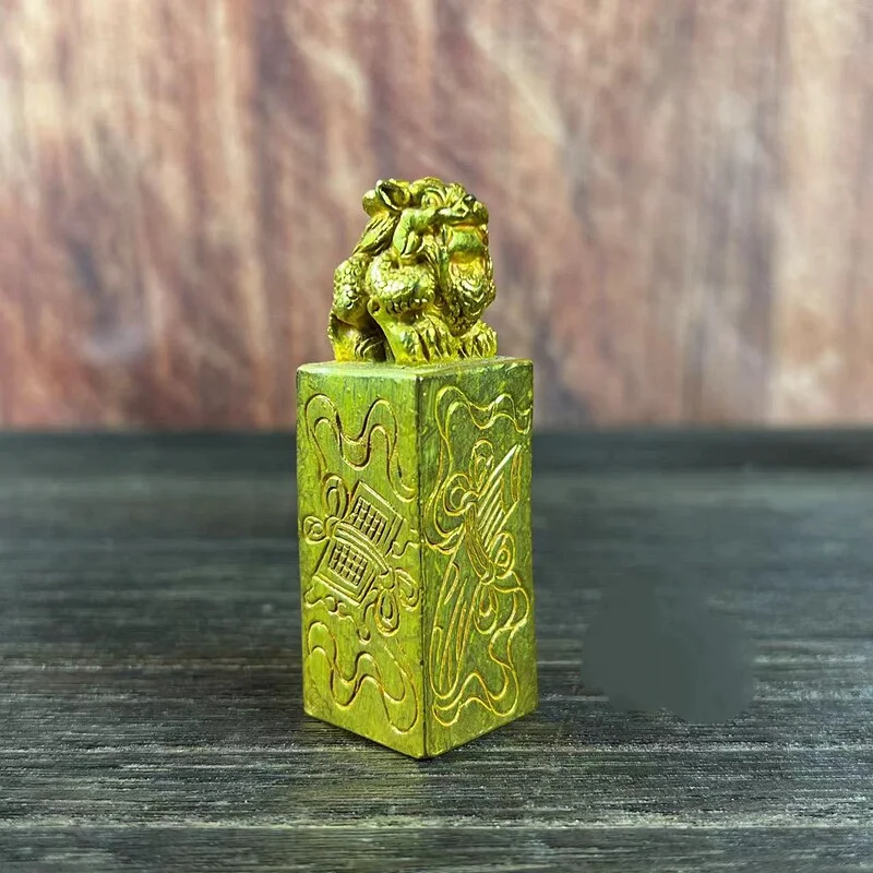 Gold Plated Bronze Pixiu Imperial Seal Stamp Chinese Sanbao Buddhism Dharma Treasure Stamp Feng Shui Wealth Desktop Decor Gift