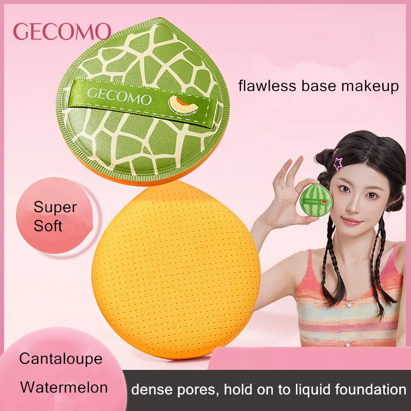 2PCS Cute Fluffy Foundation Powder Puff Super Soft Marshmallow Makeup Blender Sponge Wet Dry Dual Use Applicator Cosmetic Tool