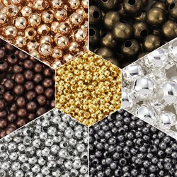 30-200Pcs Iron Round Beads 3/4/6/8/10mm Smooth Metal Ball Loose Spacer Bead for Jewelry Bracelet Necklace Making DIY Accessories