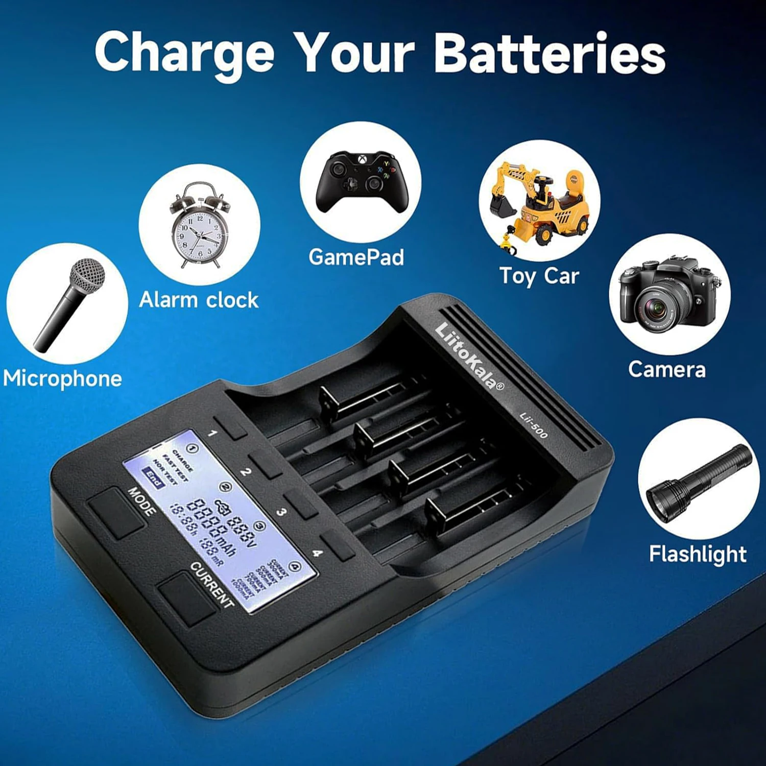 LiitoKala Lii-500 LCD 3.7V/1.2V AA/AAA 18650/26650/16340/14500/10440/18500 Battery Charger with Screen+12V2A Adapter image 6