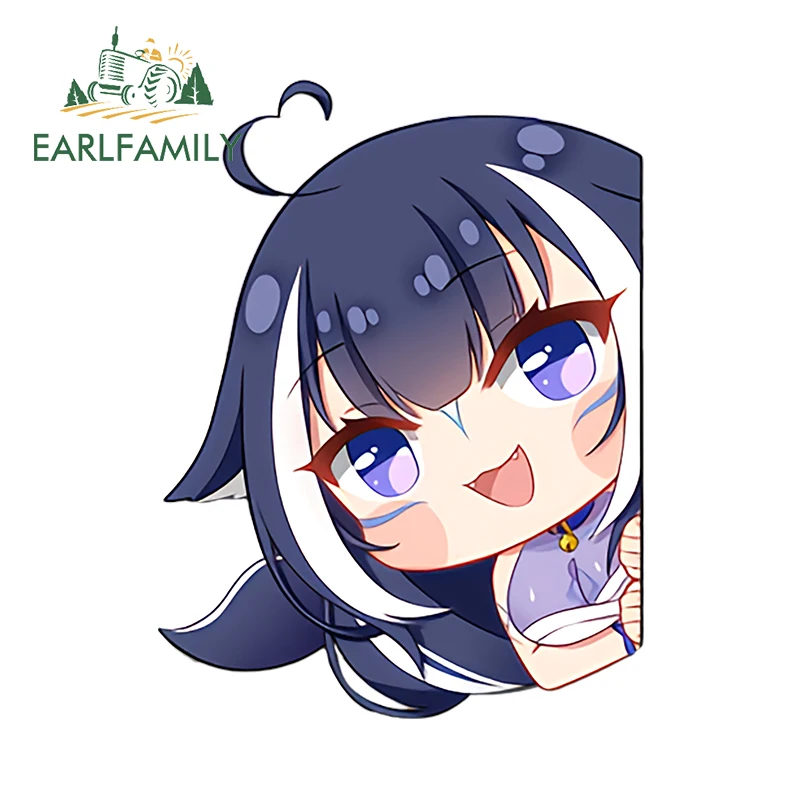 EARLFAMILY 13cm x 9.9cm Shylily Side Peeker Car Stickers Peek Kawaii Original Dolphin Girl Car Accessories Creative Decals