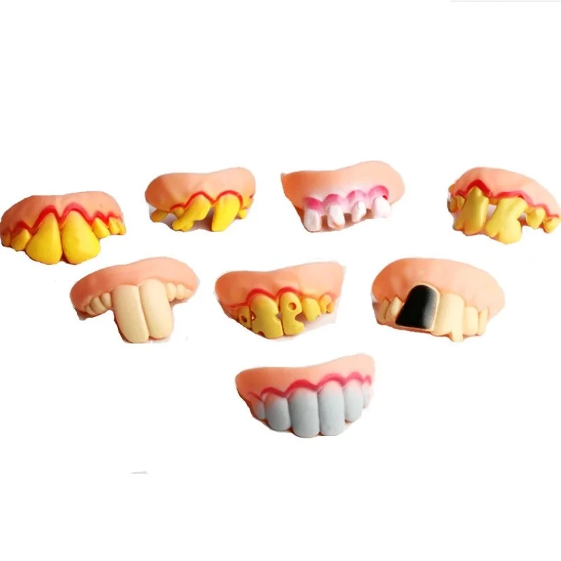 Hot Selling Magic Trick Toy 10pcs Funny Fake Denture Teeth Halloween Decoration Props Magic Trick Toy YH238