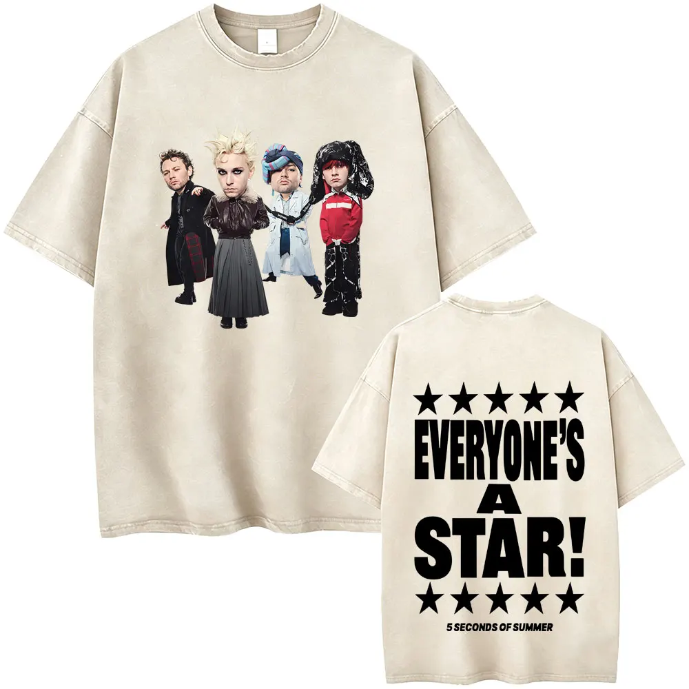Washed Vintage 5 Seconds of Summer Everyone's A Star World Tour 2026 T-shirt Men's Women Clothing Pop Punk Rock Retro T Shirts