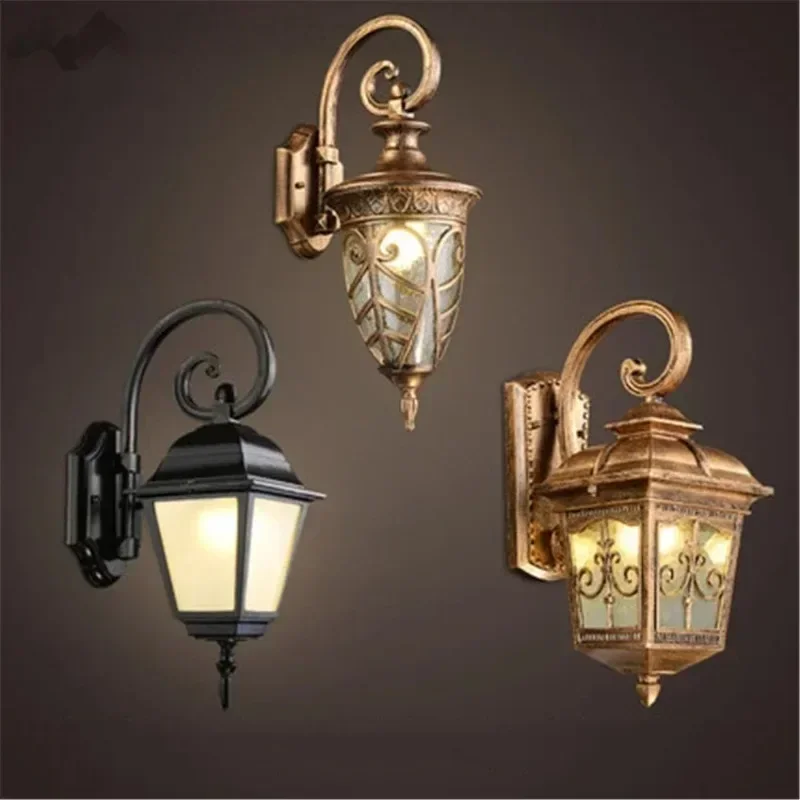 LED Aisle Lights Vintage Garage Outdoor Nordic retro iron glass wall lamp lighting