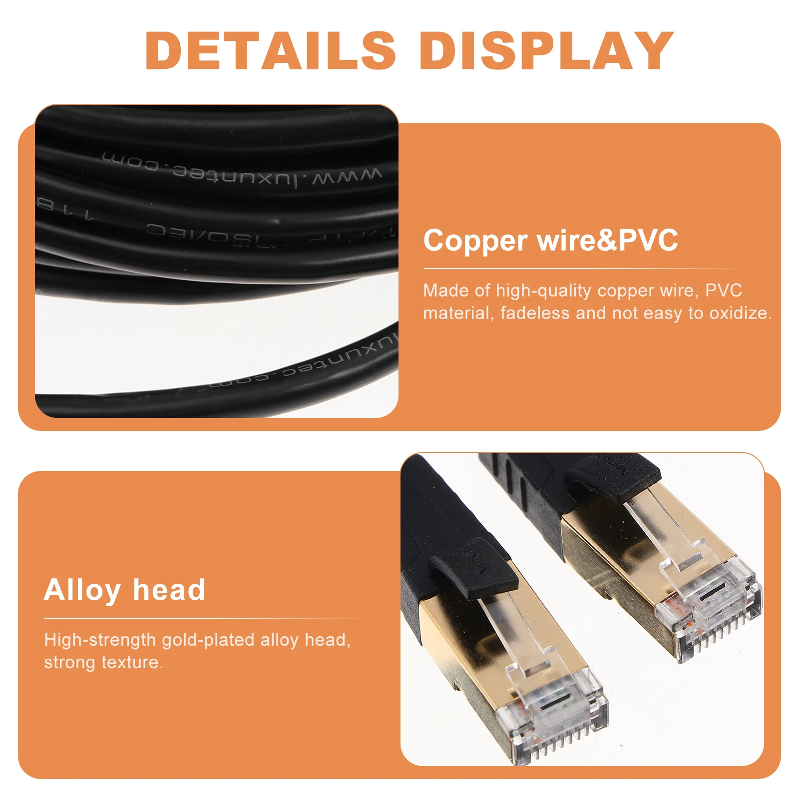 

High Speed Cat7 Network Cable Ethernet Patch Cord Durable PVC Copper Wire Computer Router Data Connection